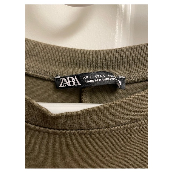 DONATING 2/11 Zara Heavyweight Cotton Cocoon T-Shirt in Olive Green - Picture 4 of 7